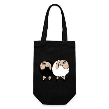 2 Schafe Gucken Skeptisch Beleidigte Freunde Team - Geschenkbeutel für Flaschen - Schwarz - Vorne