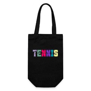 Tennisfarben - Geschenk für Tennisliebhaber - Geschenkbeutel für Flaschen - Schwarz - Vorne