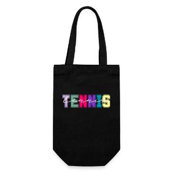 Tennisfarben - Geschenk für Tennisliebhaber - Geschenkbeutel für Flaschen - Schwarz - Vorne