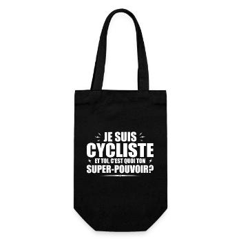 Ich bin Radfahrer. Was ist deine Superkraft? - Geschenkbeutel für Flaschen - Schwarz - Vorne