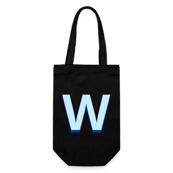 Lettre w bleu pop et moderne - Sac à bouteille - noir - Devant