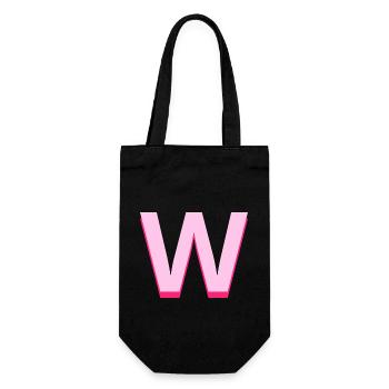 Pop und moderner rosa Buchstabe w - Geschenkbeutel für Flaschen - Schwarz - Vorne