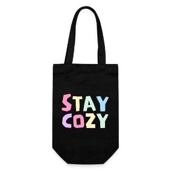 Funny Stay Cozy, Humor Winter Season Lovers - Gift Bag for Bottles - black - Front