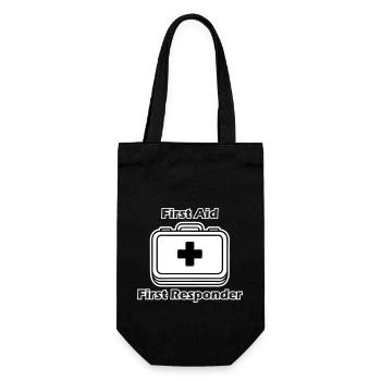 Medizinische Geräte - "Erste Hilfe, Ersthelfer" - Geschenkbeutel für Flaschen - Schwarz - Vorne