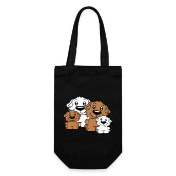Hunde Familie Kinder Eltern Mutter Vater Papa Mama - Geschenkbeutel für Flaschen - Schwarz - Vorne