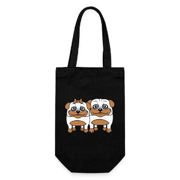2 chiens Carlin Homme Femme Couple Deux Amoureux Amour - Sac à bouteille - noir - Devant