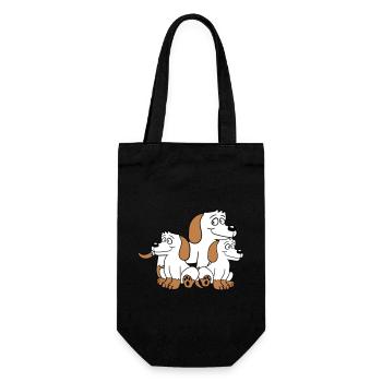 Three Dogs Family Child Mother Father Dad Mom Sweet - Gift Bag for Bottles - black - Front