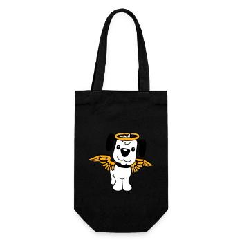 Hund Engel Heiligenschein Flügel Himmel Engelchen - Geschenkbeutel für Flaschen - Schwarz - Vorne