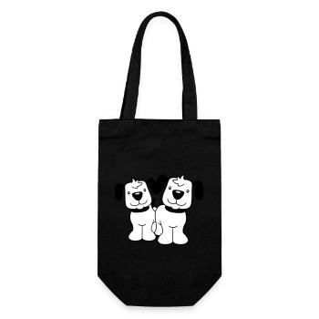 2 dogs team stand two friends crew happy - Gift Bag for Bottles - black - Front