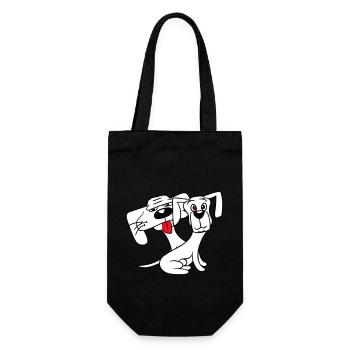 2 Dogs Looking Funny Funny Silly Sitting Cool - Gift Bag for Bottles - black - Front