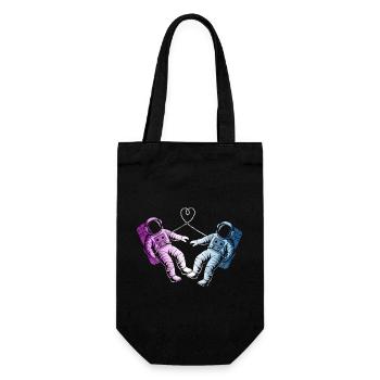 2 astronautes amoureux - Sac à bouteille - noir - Devant