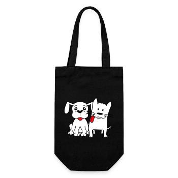 Hund Katze Zwei Freunde Team Kätzchen 2 Duo Crew - Geschenkbeutel für Flaschen - Schwarz - Vorne