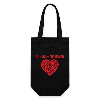 Du + ich = Für immer - Geschenkbeutel für Flaschen - Schwarz - Vorne