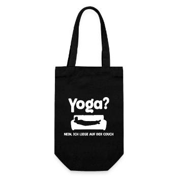 Yoga? Nein, ich liege auf der Couch - Geschenkbeutel für Flaschen - Schwarz - Vorne
