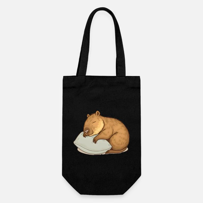 Süßes schlafendes Capybara - Geschenkbeutel für Flaschen - Schwarz