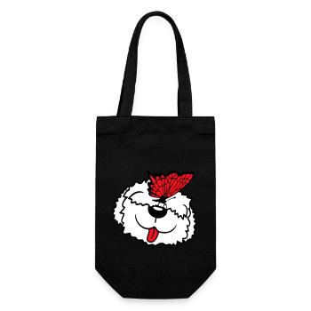 Dog Butterfly Nose Cute Funny Happy Comic - Gift Bag for Bottles - black - Front
