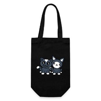 2 Cats Friends Team Crew Two Pet Kittens - Gift Bag for Bottles - black - Front