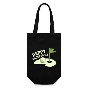 Happy Birdie To Me Golfer Golf - Geschenkbeutel für Flaschen - Schwarz - Vorne