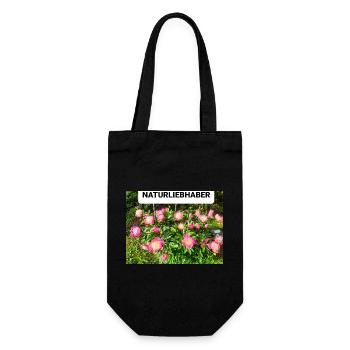 Pfingstrosen - Geschenkbeutel für Flaschen - Schwarz - Vorne