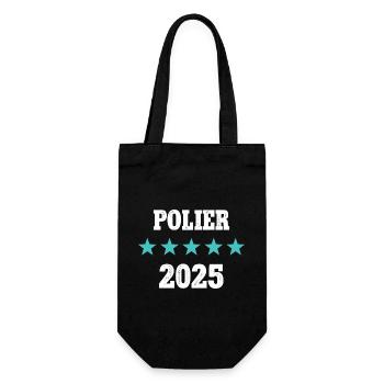Polier 2025 Ausbildung Prüfung Meister Bauleiter - Geschenkbeutel für Flaschen - Schwarz - Vorne