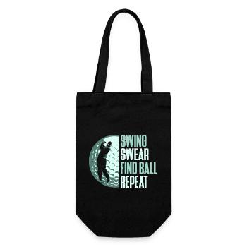 Swing Swear Find Ball Repeat Golf Golfer - Geschenkbeutel für Flaschen - Schwarz - Vorne
