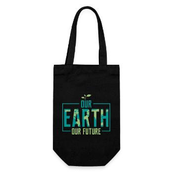 Our Earth Our Future Earth Day Environmental Plane - Gift Bag for Bottles - black - Front