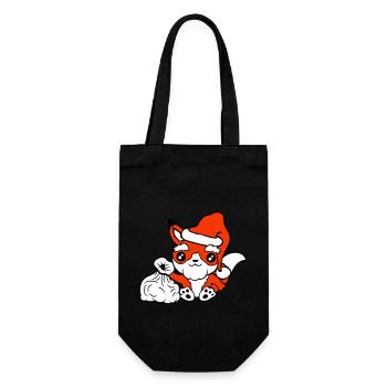 Fuchs Rotfuchs Weihnachtsmann Weihnachten Geschenk - Geschenkbeutel für Flaschen - Schwarz - Vorne