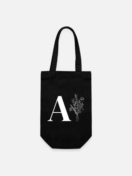 Lette a fleurs minimalistes - Sac à bouteille - noir