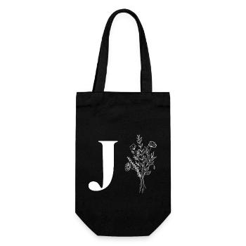 Lette j fleurs minimalistes - Sac à bouteille - noir - Devant