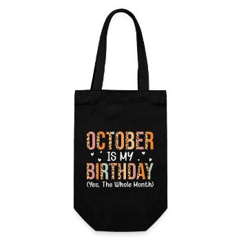 October is my birthday month - Gift Bag for Bottles - black - Front