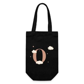 Lettre o nuages étoiles - Sac à bouteille - noir - Devant
