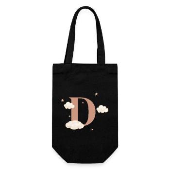 Buchstabe d bewölkt Sterne - Geschenkbeutel für Flaschen - Schwarz - Vorne
