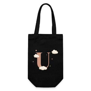 Lettre u nuages étoiles - Sac à bouteille - noir - Devant