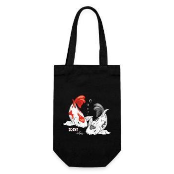 Zwei Koi-Fische. Koi-Vibes - Geschenkbeutel für Flaschen - Schwarz - Vorne