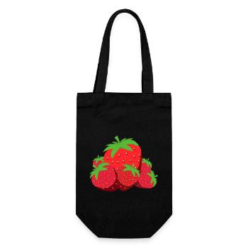 Strawberrys - Geschenkbeutel für Flaschen - Schwarz - Vorne