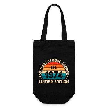 awesome since 1974 50 geb blablablaaa - Geschenkbeutel für Flaschen - Schwarz - Vorne