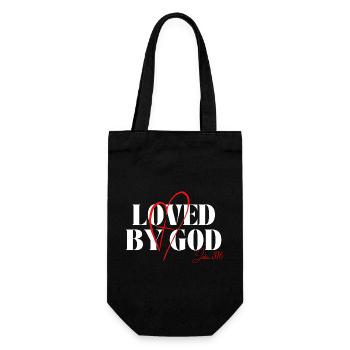 Loved by God – John 3:16 - Gift Bag for Bottles - black - Front