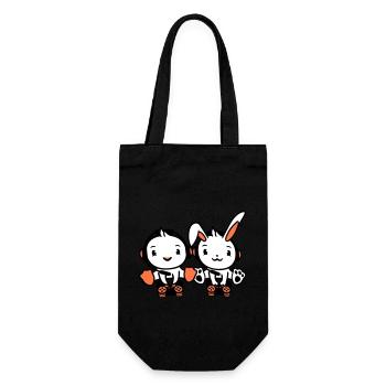 Hase Vogel Küken 2 Gamer Zocken spielen Controller - Geschenkbeutel für Flaschen - Schwarz - Vorne