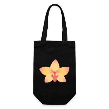 orange pink orchid flower - Gift Bag for Bottles - black - Front