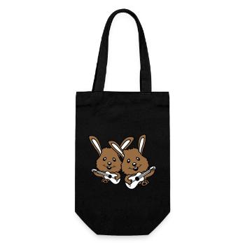 2 Bunnies Friends Team Play Guitar Music Band - Gift Bag for Bottles - black - Front