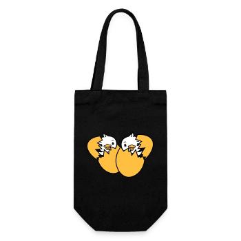 2 Birds Two Chicks Egg Hatch Born Eggshell - Gift Bag for Bottles - black - Front