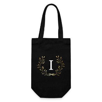 Letter i Gold Floral Crown - Gift Bag for Bottles - black - Front
