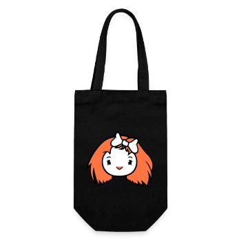 Bird Lady Woman Female Pretty Face Bow - Gift Bag for Bottles - black - Front