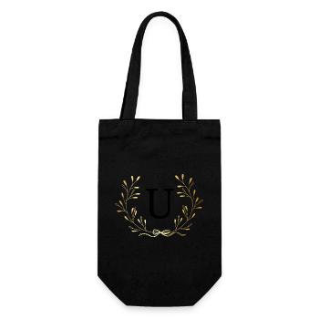 Buchstabe U Goldene Blumenkrone - Geschenkbeutel für Flaschen - Schwarz - Vorne