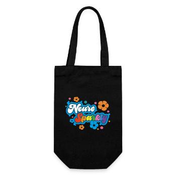 Neuro Sparkly Flower Rainbow Typography - Gift Bag for Bottles - black - Front