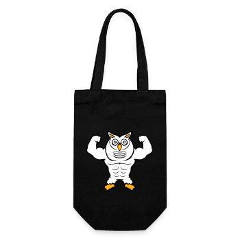 Owl Bodybuilder Muscles Biceps Poses Gym Rat Cool - Gift Bag for Bottles - black - Front