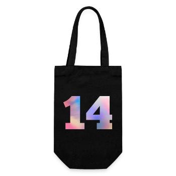 Colorful Number 14 - Gift Bag for Bottles - black - Front