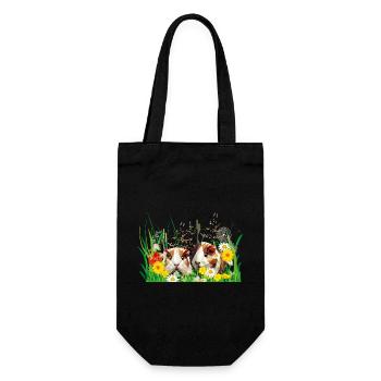 Zwei Meerschweinchen im Blumenwiesenzauber - Geschenkbeutel für Flaschen - Schwarz - Vorne
