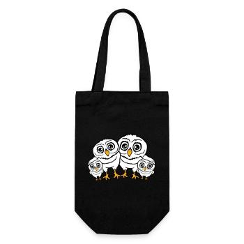 4 hiboux Papa Maman Enfant Bébé Famille Mère Père - Sac à bouteille - noir - Devant