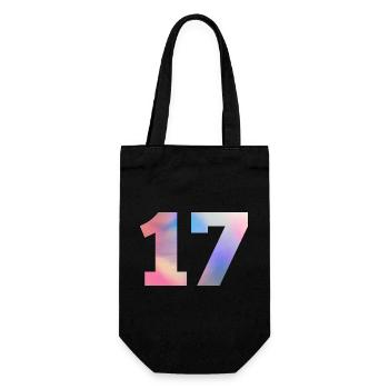 Bunte Zahl 17 - Geschenkbeutel für Flaschen - Schwarz - Vorne